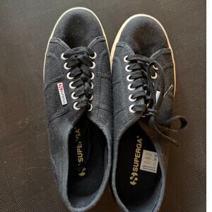 Superga Womens' Black Canvas Sneakers, EUC
